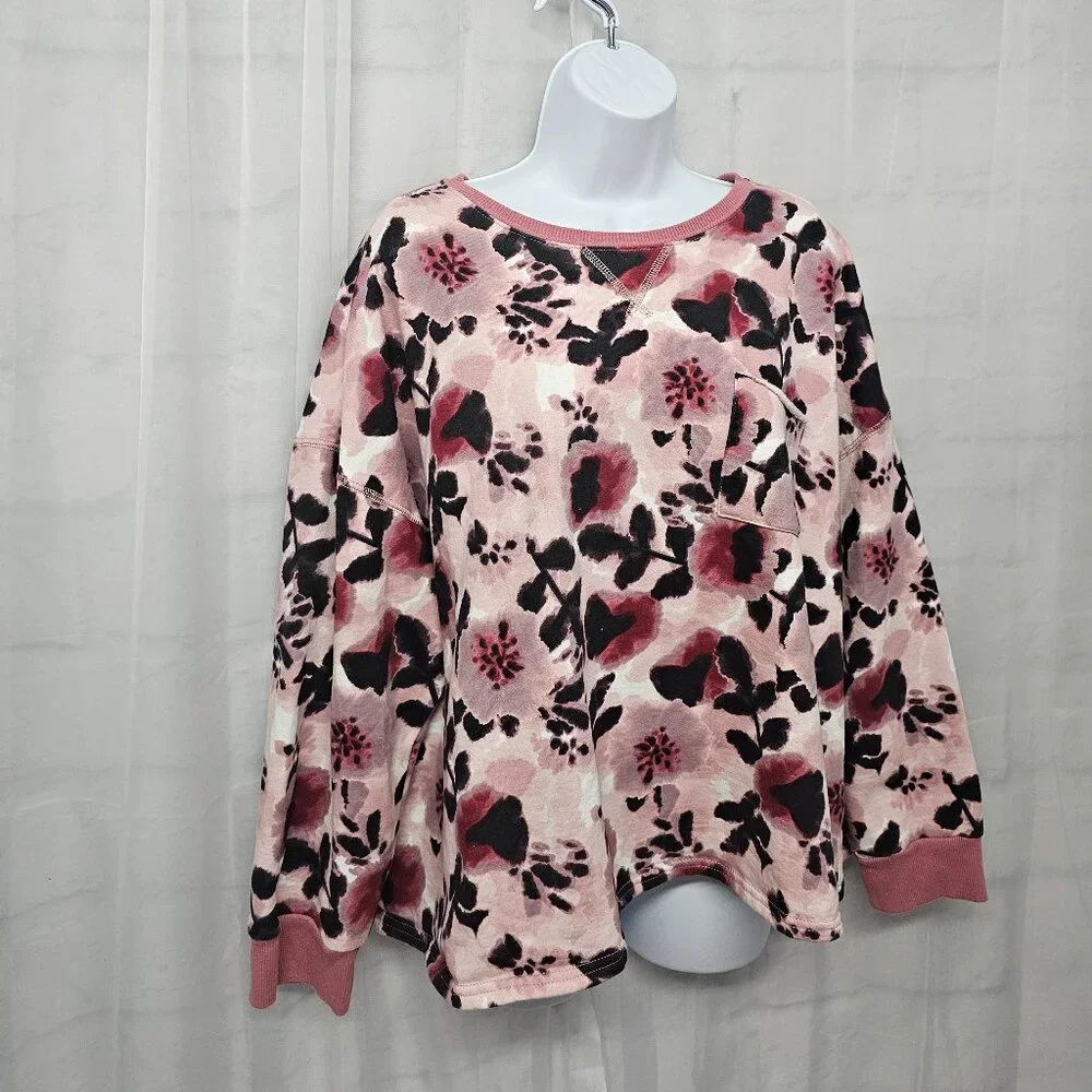 Dip Sweatshirt Grunge Floral Punk Goth Casual Pink Black 2X NWT - Picture 4 of 13
